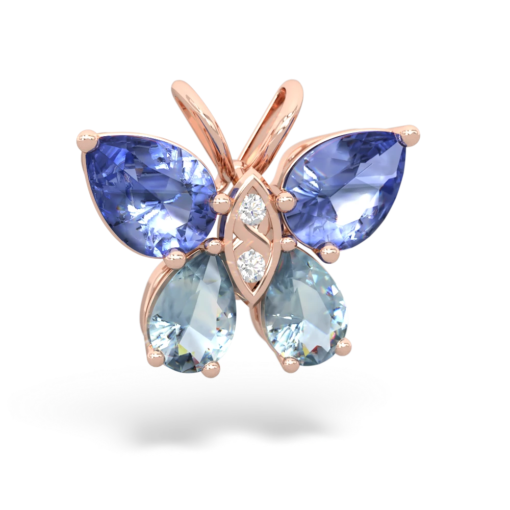 Tanzanite Butterfly 14K Rose Gold pendant P2215