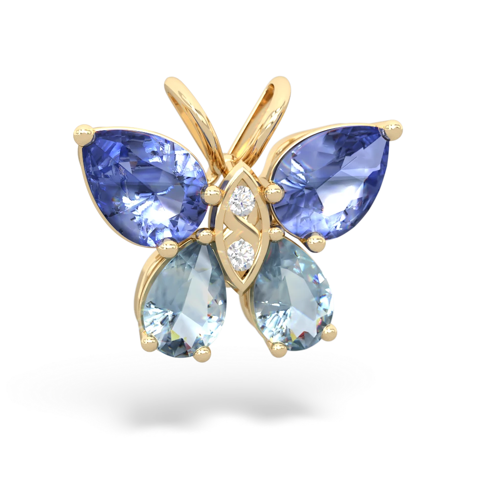 Tanzanite Butterfly 14K Yellow Gold pendant P2215