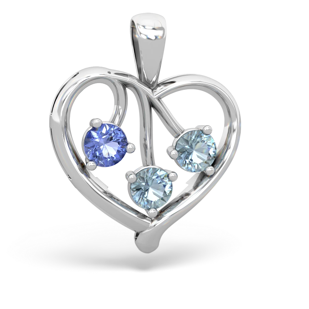 Tanzanite Glowing Heart 14K White Gold pendant P2233