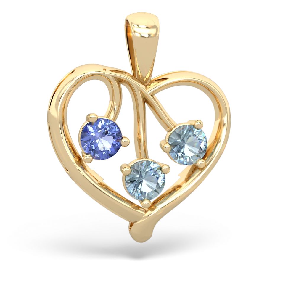 Tanzanite Glowing Heart 14K Yellow Gold pendant P2233