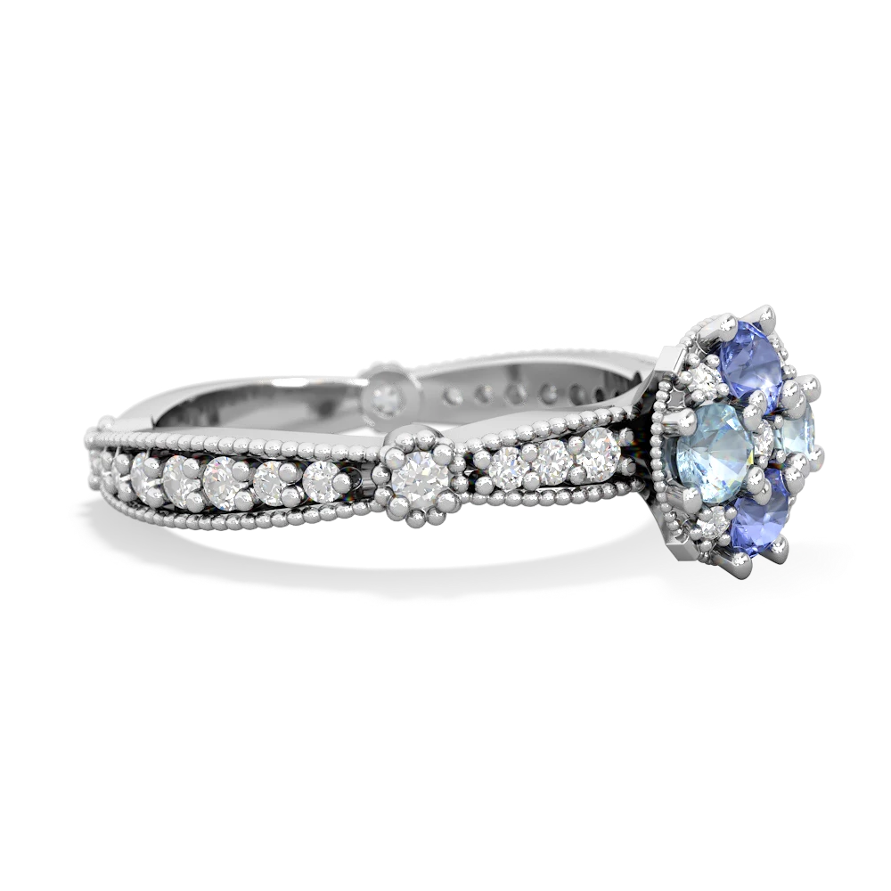 Tanzanite Sparkling Tiara Cluster 14K White Gold ring R26293RD