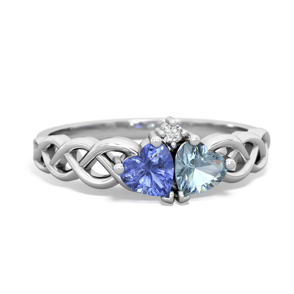 Tanzanite Heart To Heart Braid 14K White Gold ring R5870