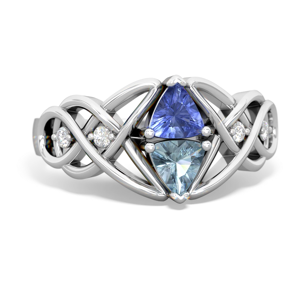 Tanzanite Keepsake Celtic Knot 14K White Gold ring R5300