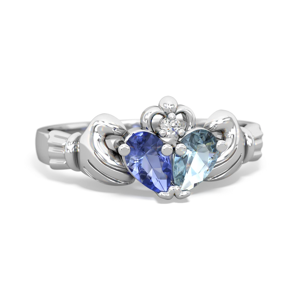 Tanzanite 'Our Heart' Claddagh 14K White Gold ring R2388