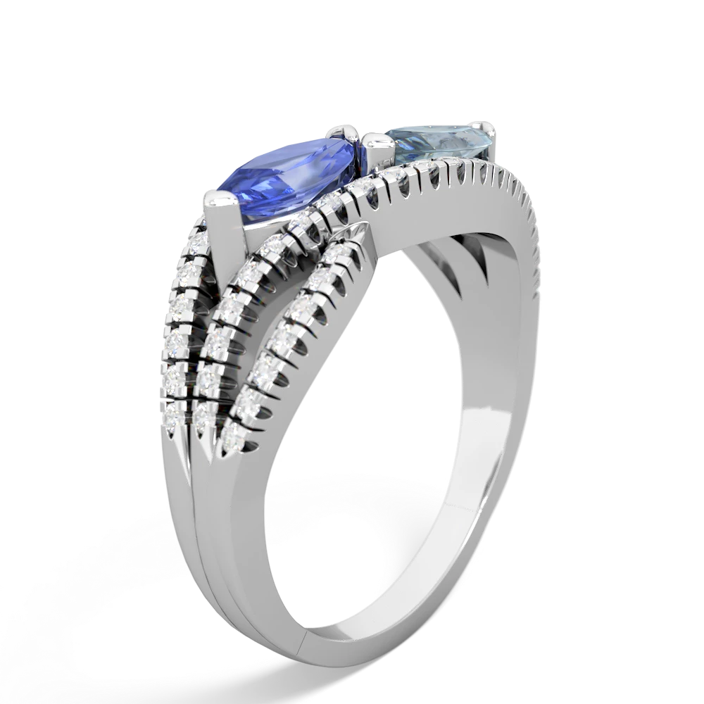 Tanzanite Diamond Rivers 14K White Gold ring R3070