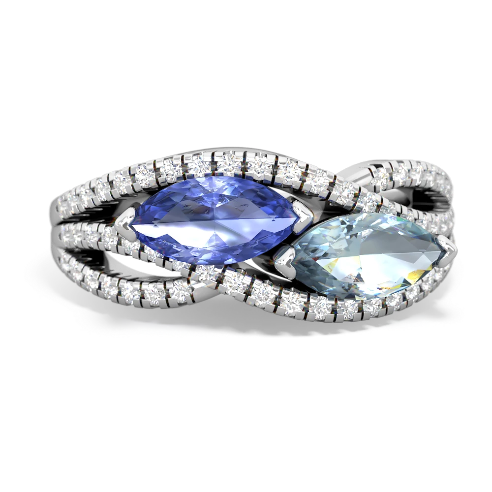 Tanzanite Diamond Rivers 14K White Gold ring R3070