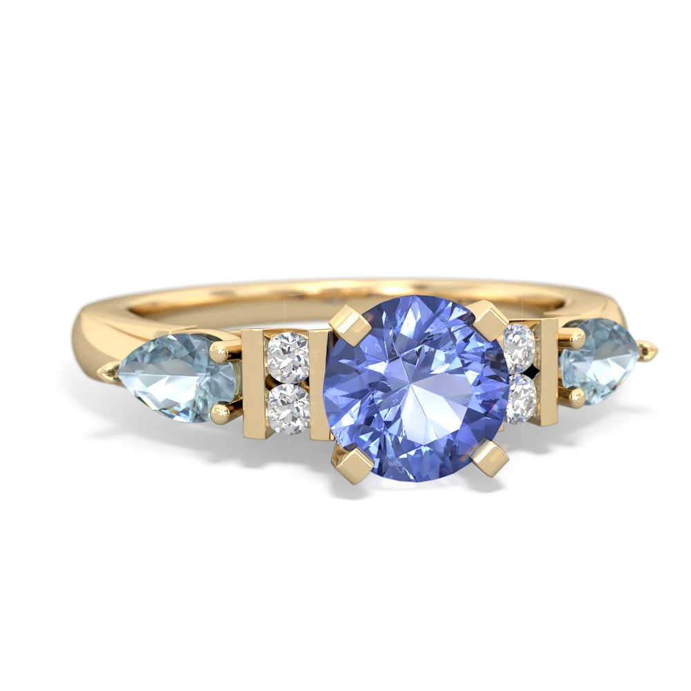 Tanzanite 6Mm Round Eternal Embrace Engagement 14K Yellow Gold ring R2005