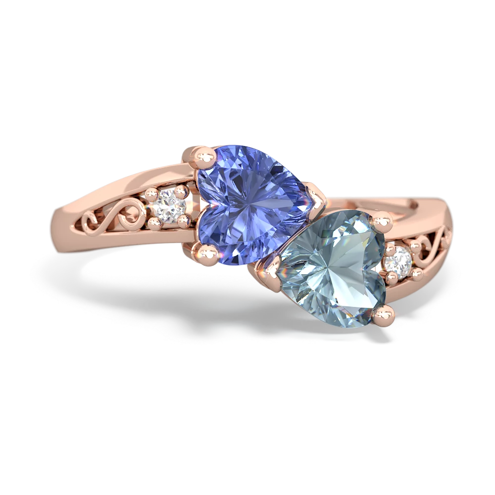 Tanzanite Snuggling Hearts 14K Rose Gold ring R2178