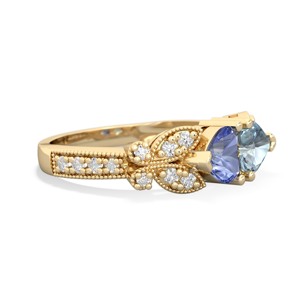 Tanzanite Diamond Butterflies 14K Yellow Gold ring R5601