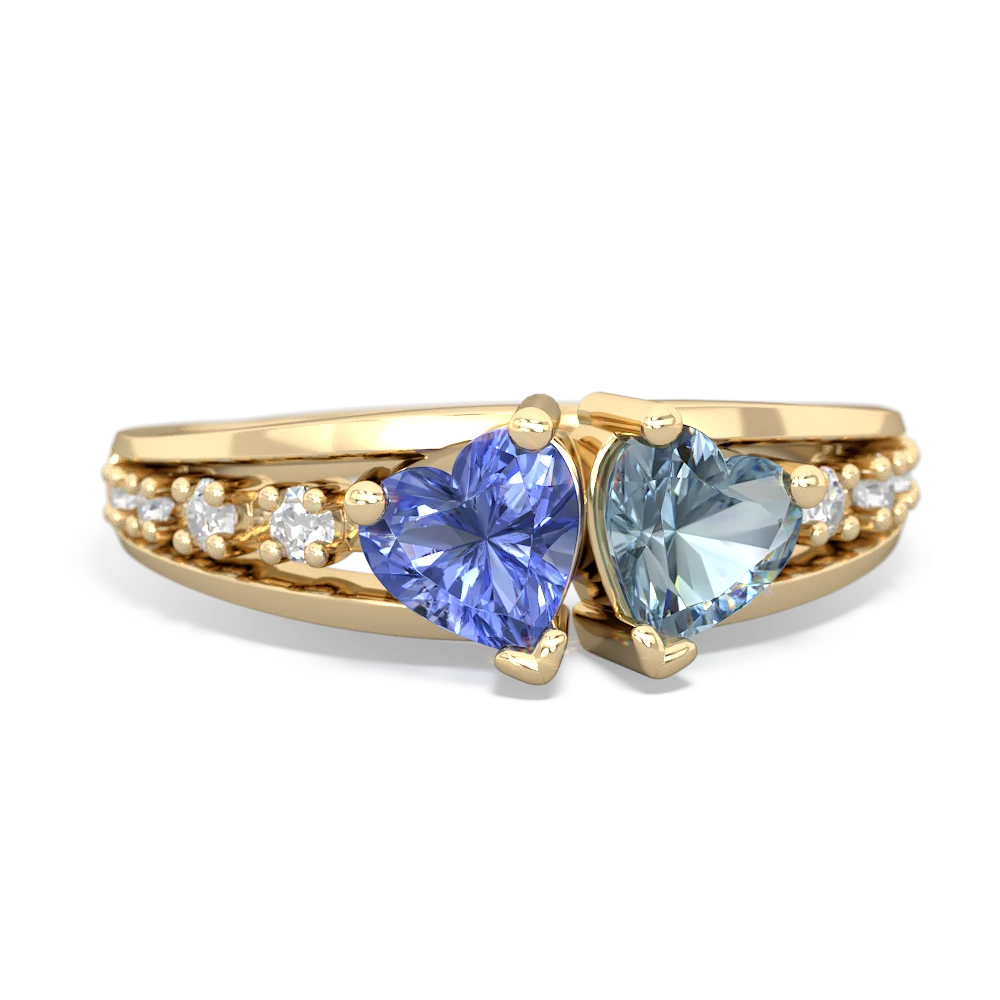 Tanzanite Heart To Heart 14K Yellow Gold ring R3342