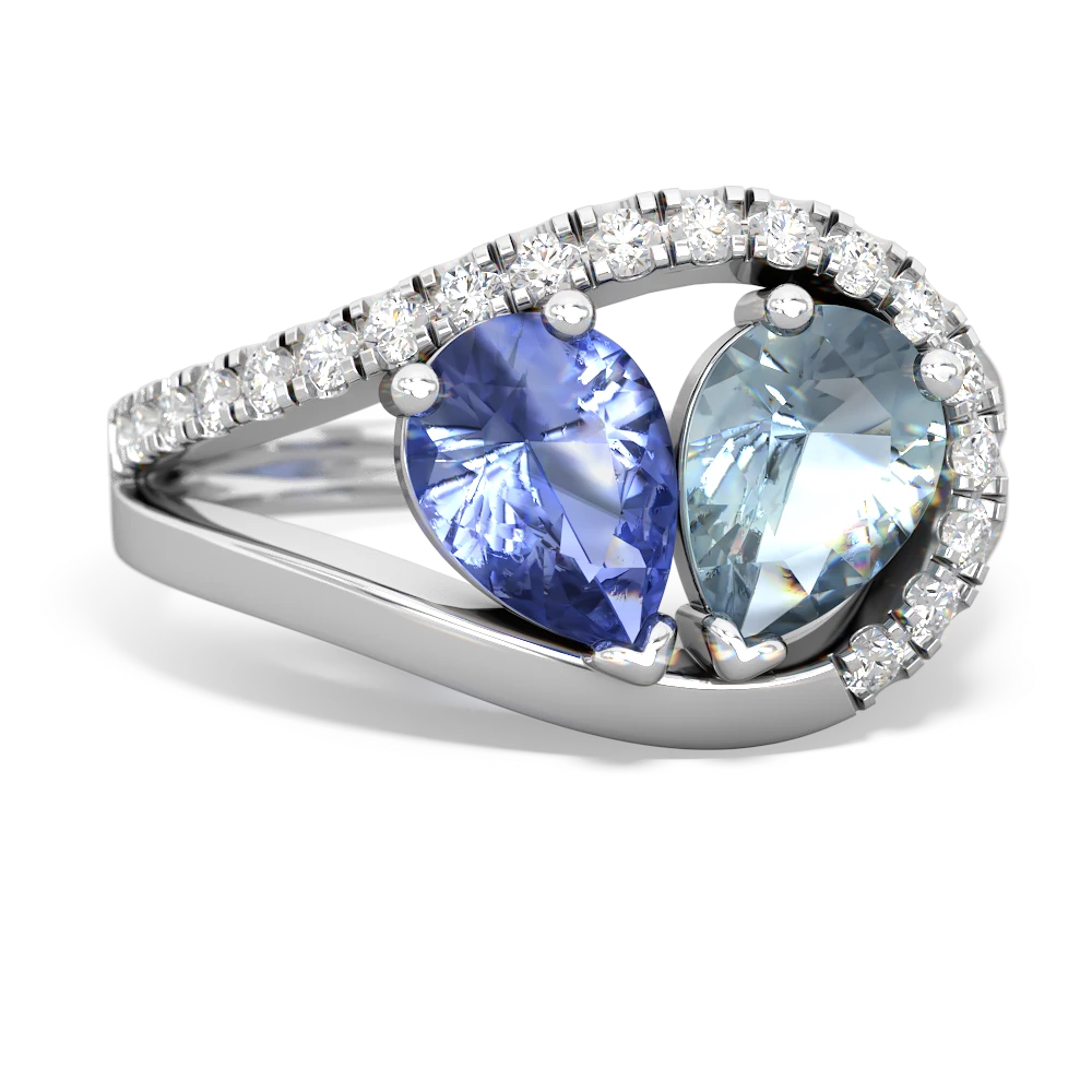 Tanzanite Nestled Heart Keepsake 14K White Gold ring R5650