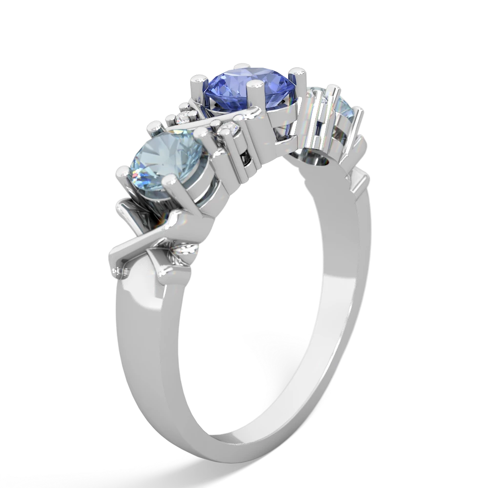 Tanzanite Hugs And Kisses 14K White Gold ring R5016