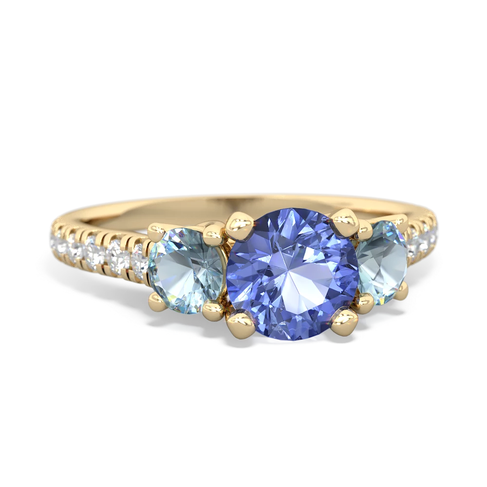 Tanzanite Pave Trellis 14K Yellow Gold ring R5500