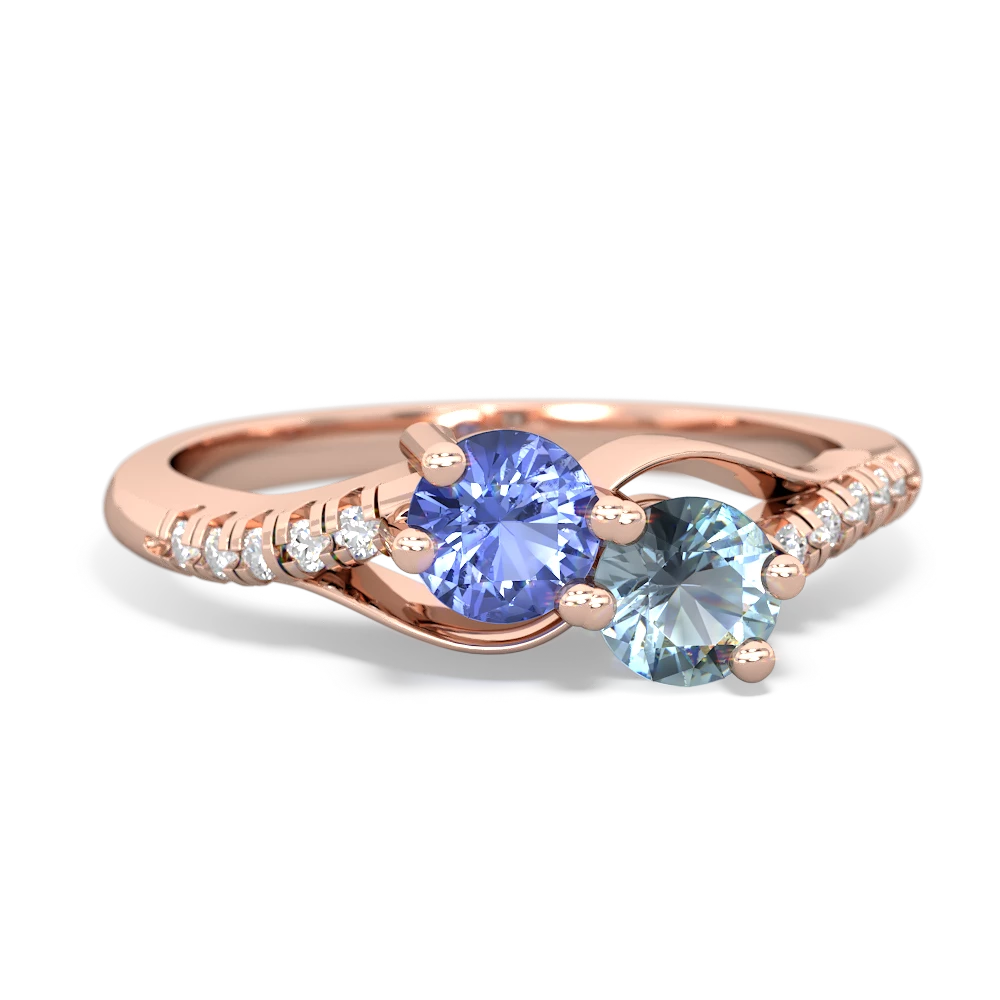 Tanzanite Infinity Pave Two Stone 14K Rose Gold ring R5285