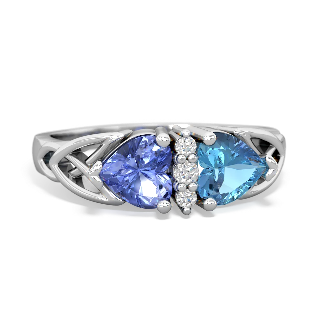 Tanzanite Celtic Knot Double Heart 14K White Gold ring R5040