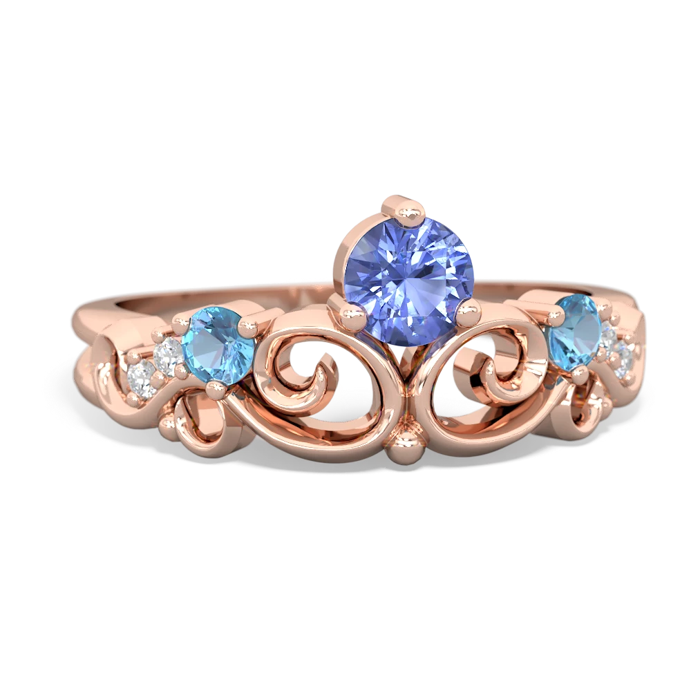 Tanzanite Blue Topaz Crown Keepsake ring - 14K Rose Gold