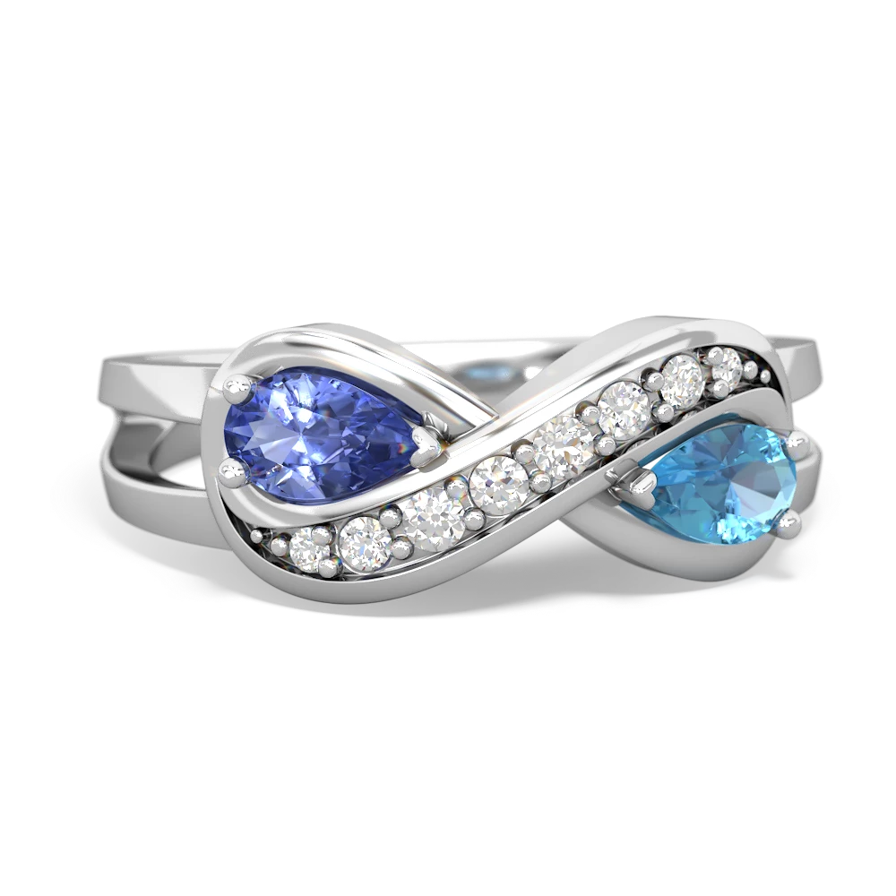 Tanzanite Diamond Infinity 14K White Gold ring R5390