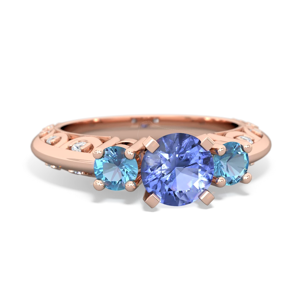 Tanzanite Art Deco Eternal Embrace Engagement 14K Rose Gold ring C2003