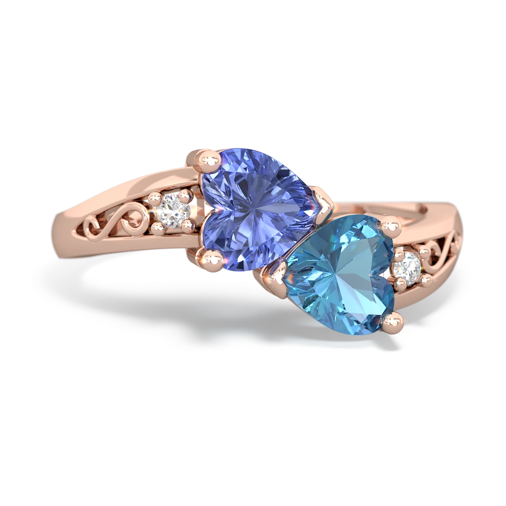 Tanzanite Snuggling Hearts 14K Rose Gold ring R2178