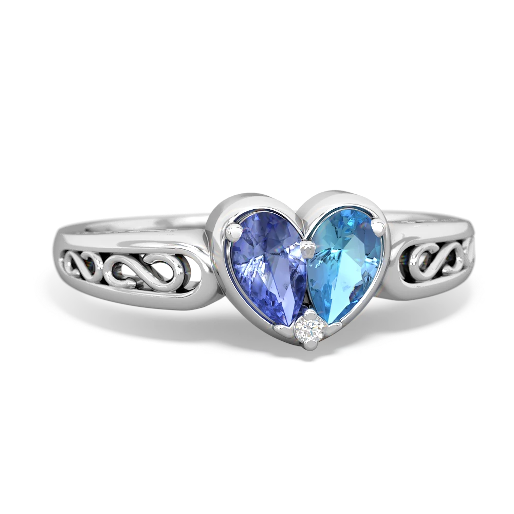 Tanzanite Filligree 'One Heart' 14K White Gold ring R5070