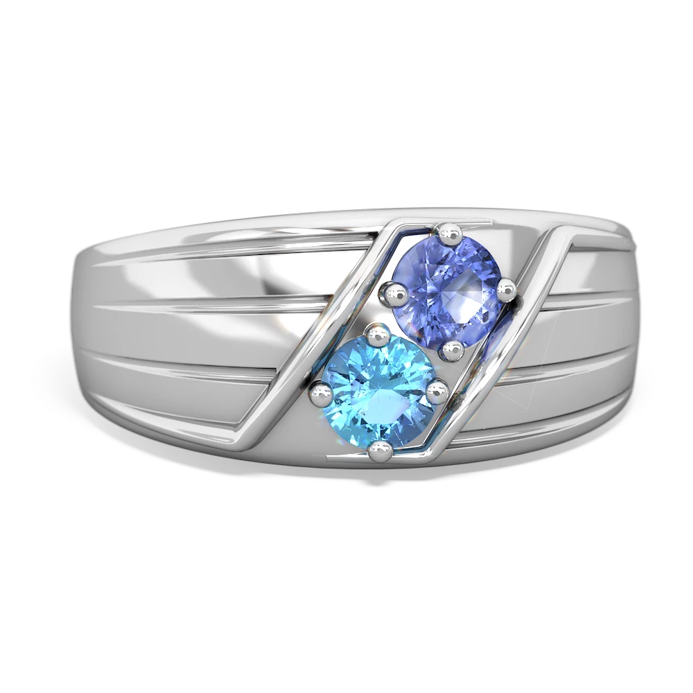 Tanzanite Men's Streamline 14K White Gold ring R0460