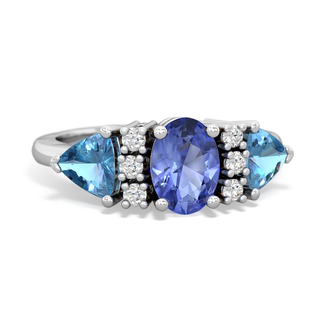 Tanzanite Antique Style Three Stone 14K White Gold ring R2186