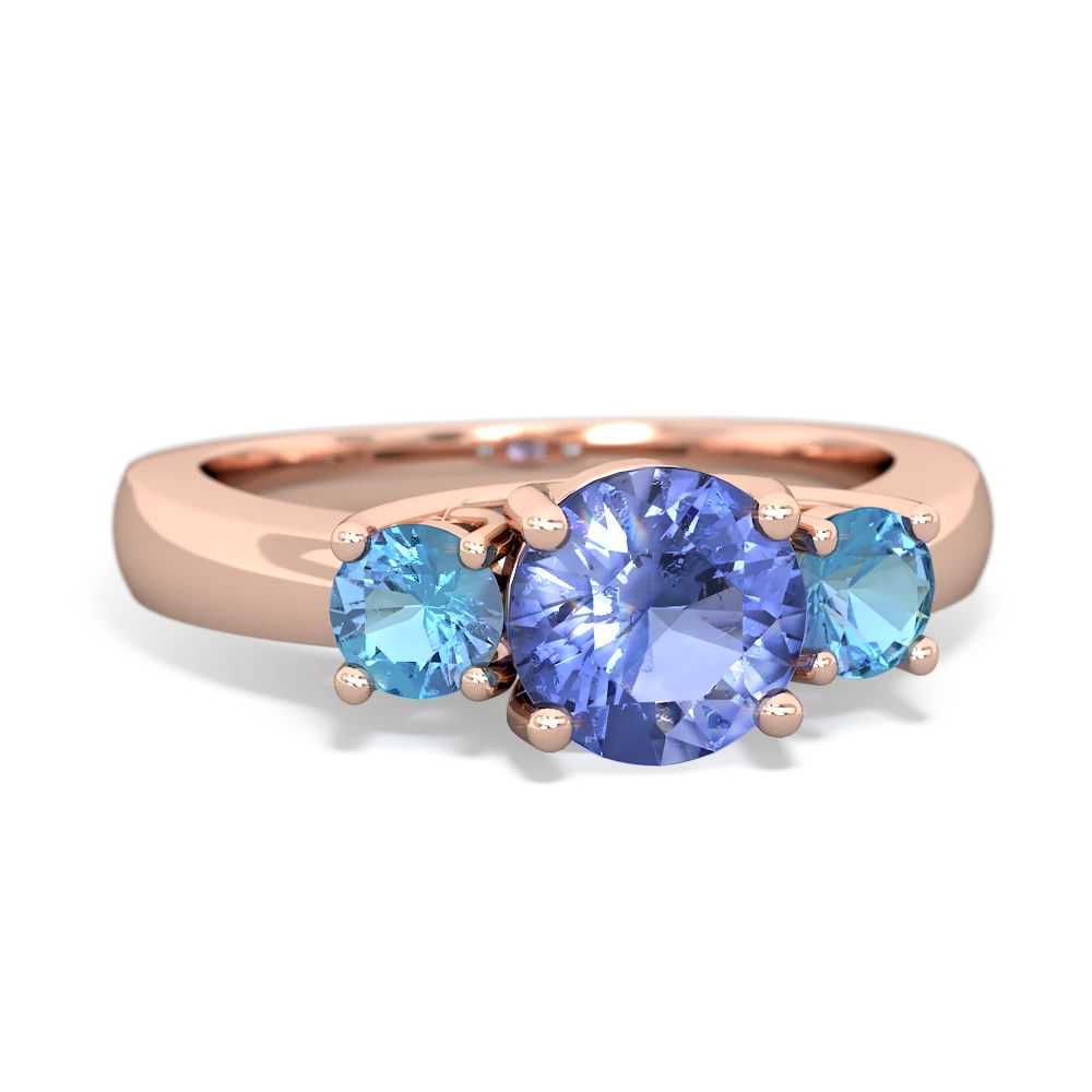 Tanzanite Three Stone Round Trellis 14K Rose Gold ring R4018