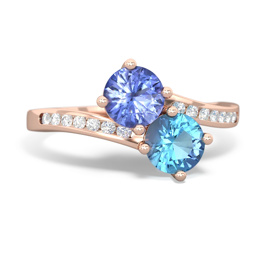 Tanzanite Channel Set Two Stone 14K Rose Gold ring R5303