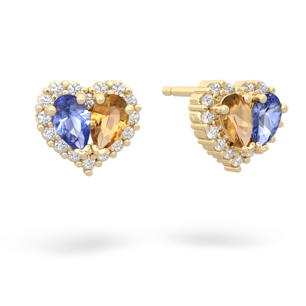 Tanzanite Halo 14K Yellow Gold earrings E7008