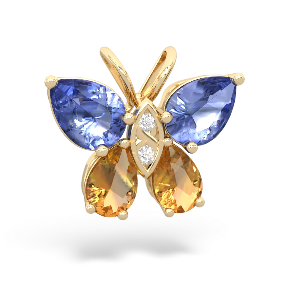 Tanzanite Butterfly 14K Yellow Gold pendant P2215