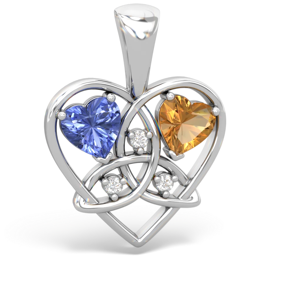 Tanzanite Celtic Trinity Heart 14K White Gold pendant P5331