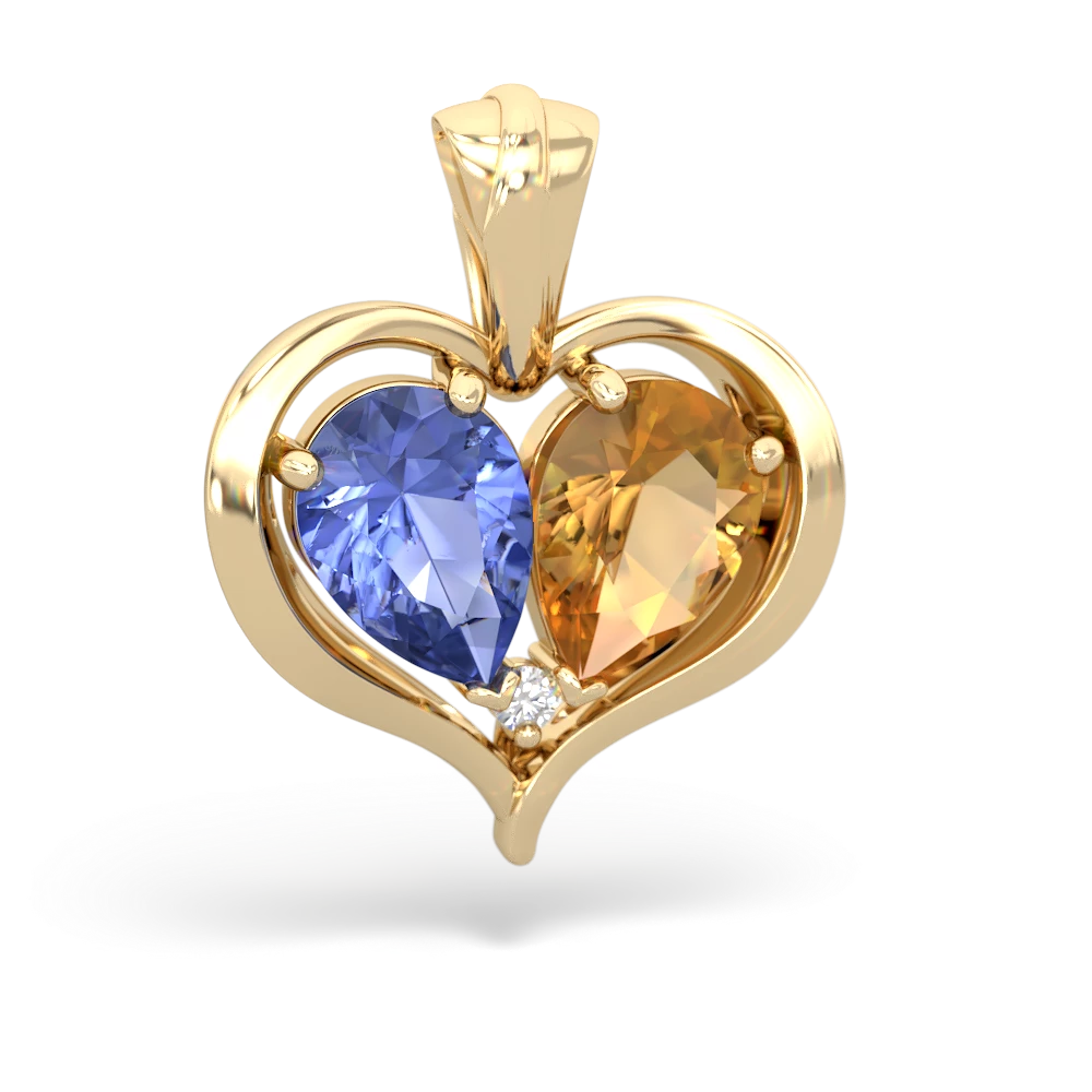 Tanzanite Two Become One 14K Yellow Gold pendant P5330