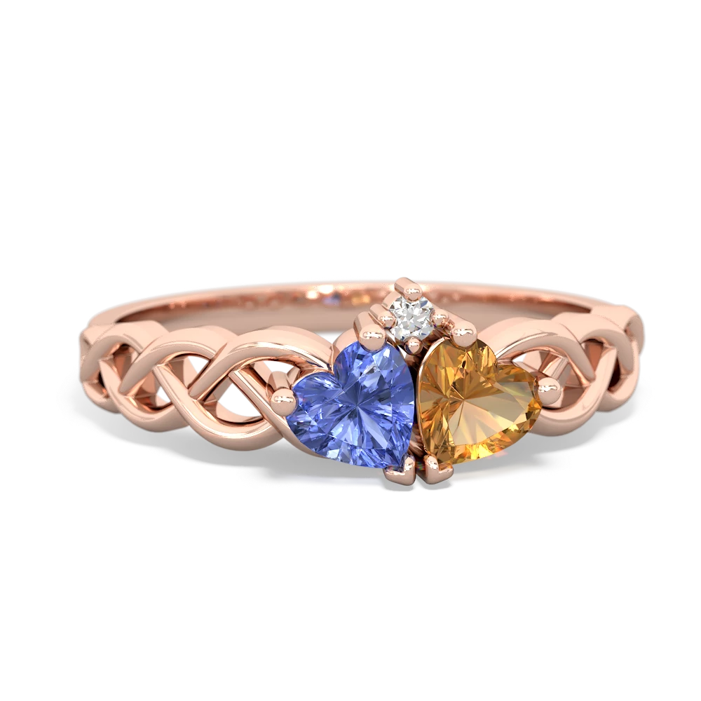 Tanzanite Heart To Heart Braid 14K Rose Gold ring R5870