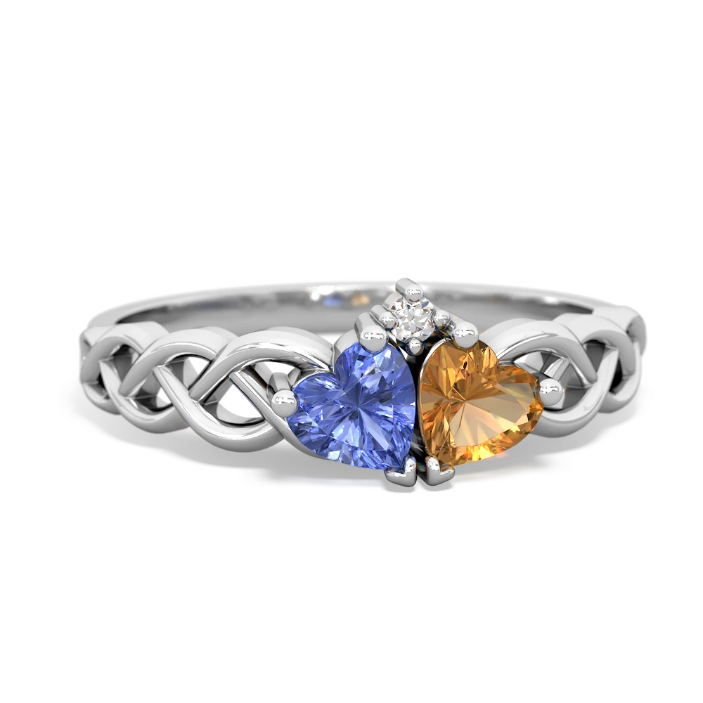 Tanzanite Heart To Heart Braid 14K White Gold ring R5870