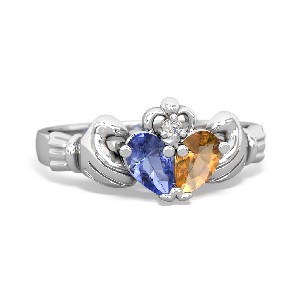 Tanzanite 'Our Heart' Claddagh 14K White Gold ring R2388