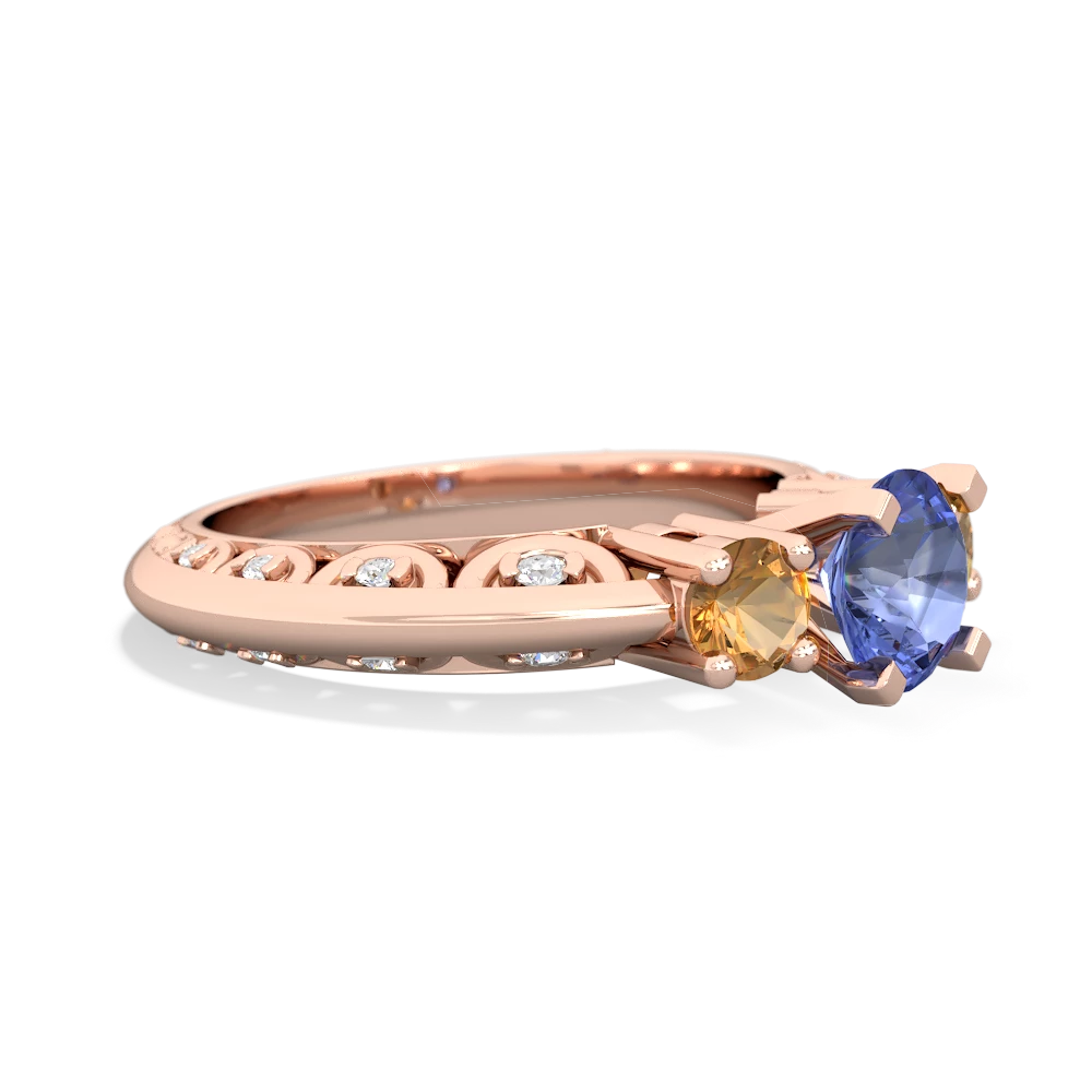 Tanzanite Art Deco Eternal Embrace Engagement 14K Rose Gold ring C2003