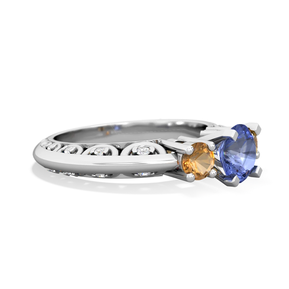 Tanzanite Art Deco Eternal Embrace Engagement 14K White Gold ring C2003