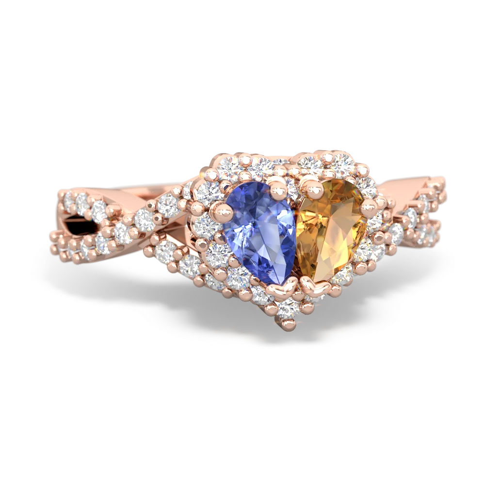 Tanzanite Diamond Twist 'One Heart' 14K Rose Gold ring R2640HRT