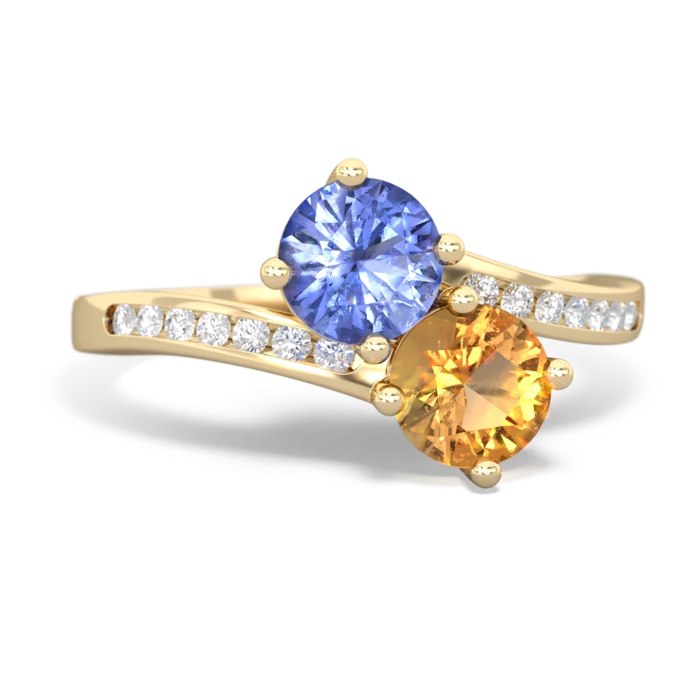 Tanzanite Channel Set Two Stone 14K Yellow Gold ring R5303