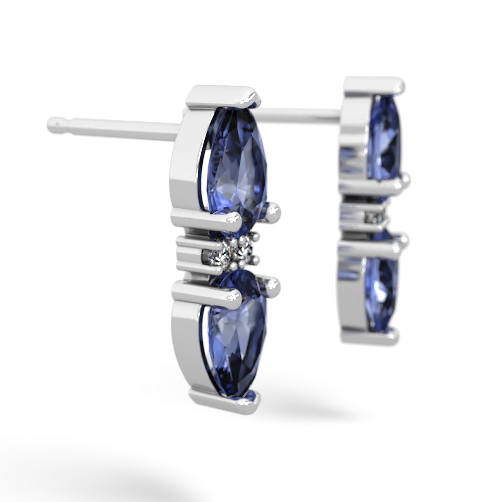 Tanzanite Bowtie Drop 14K White Gold earrings E0865