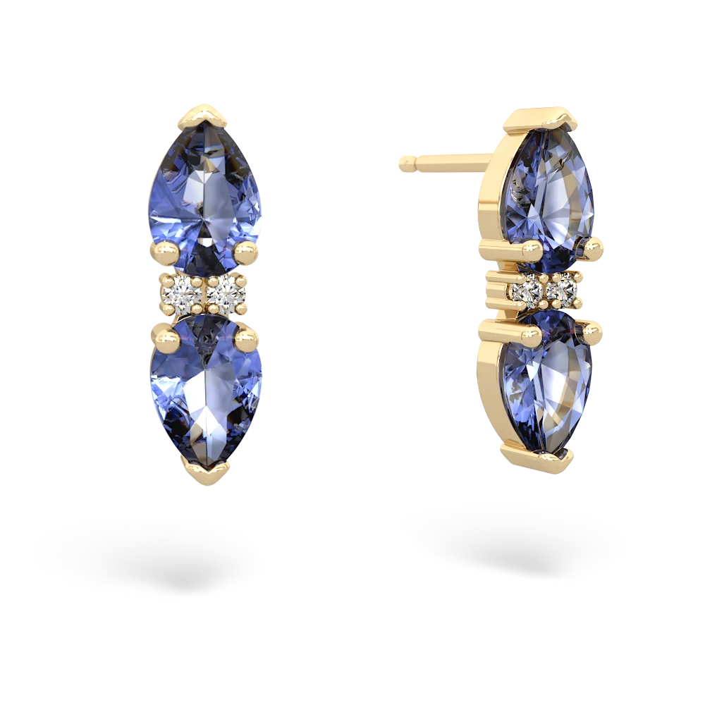 Tanzanite Bowtie Drop 14K Yellow Gold earrings E0865