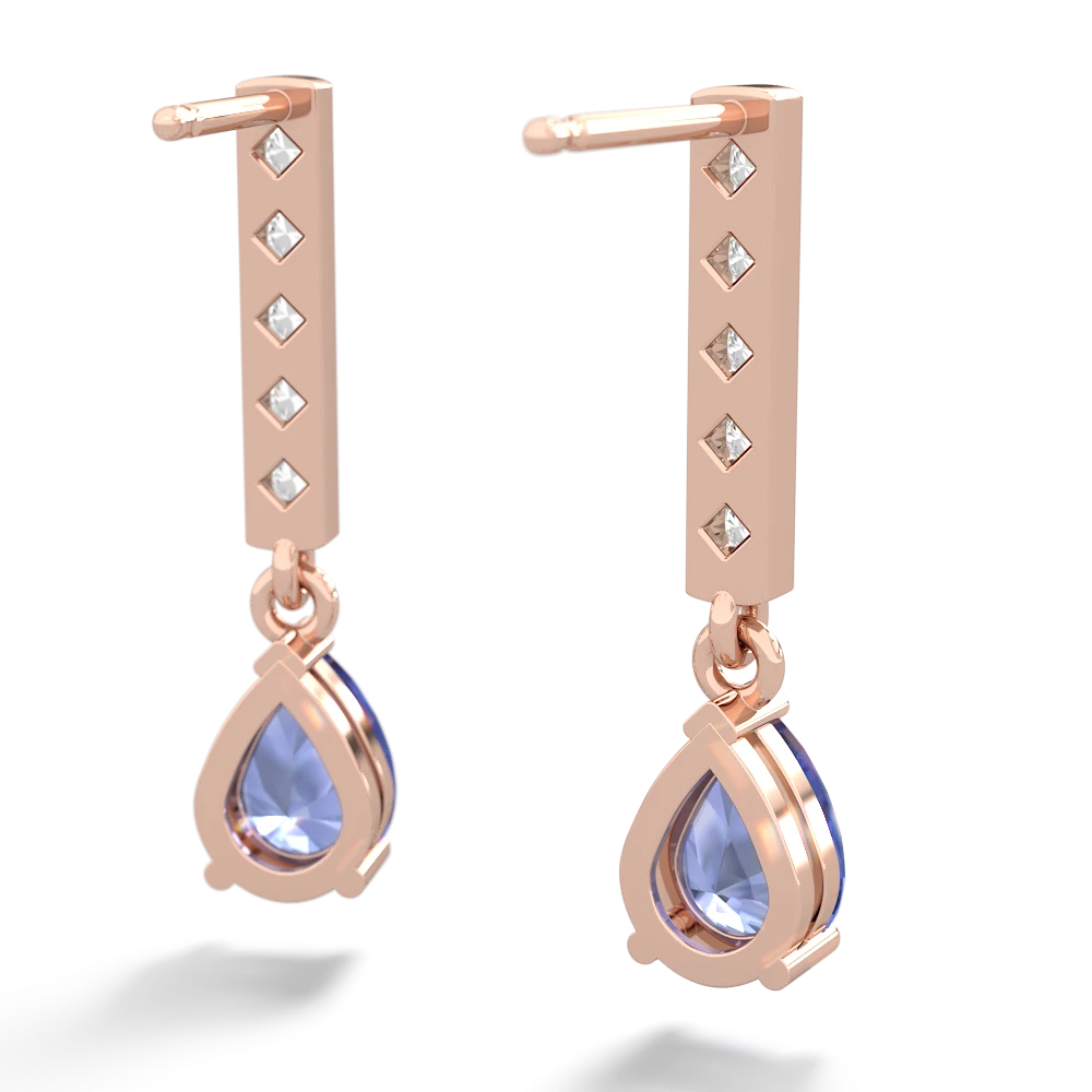 Tanzanite Art Deco Diamond Drop 14K Rose Gold earrings E5324