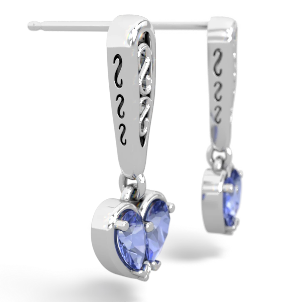 Tanzanite Filligree Heart 14K White Gold earrings E5070