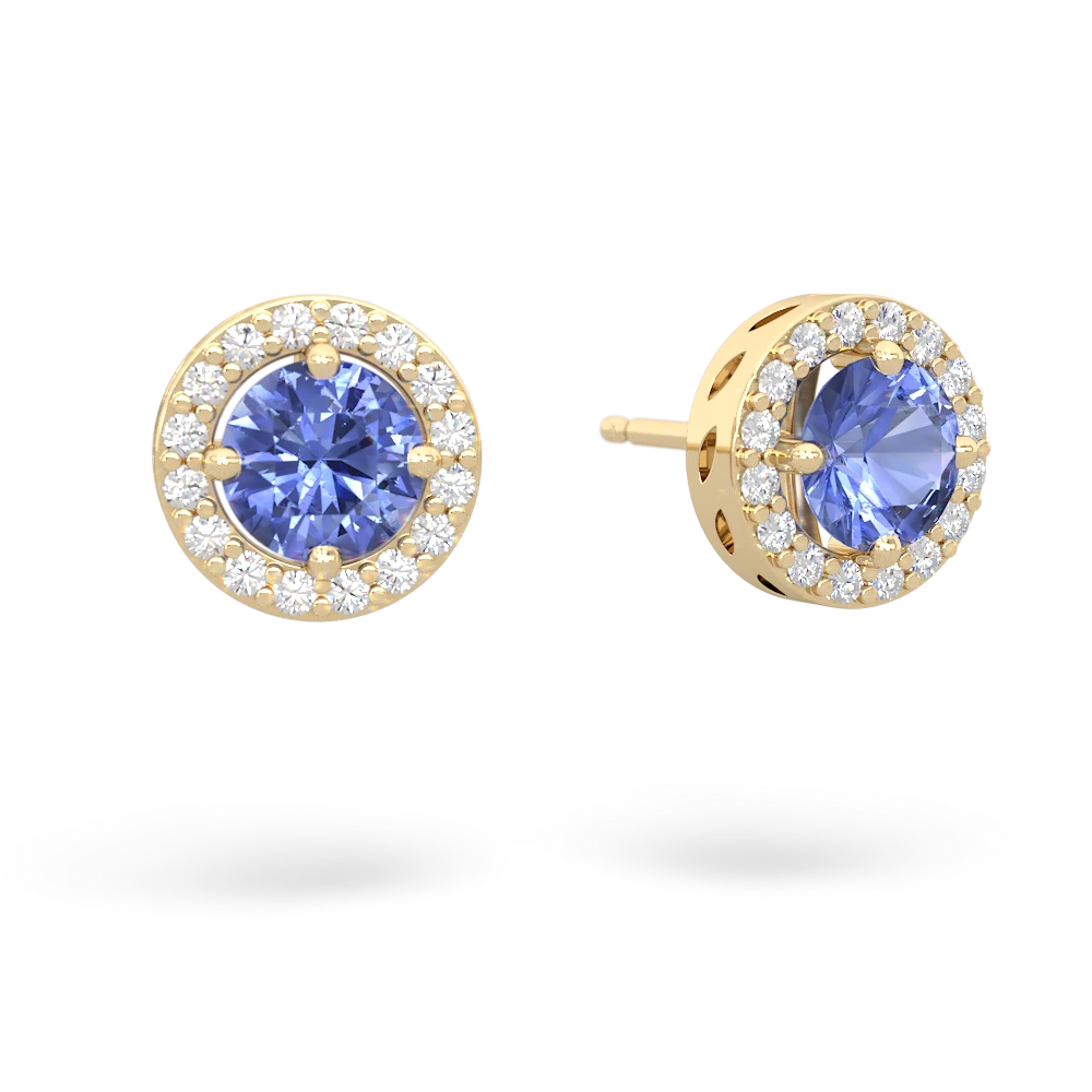 Tanzanite Halo 14K Yellow Gold earrings E5320