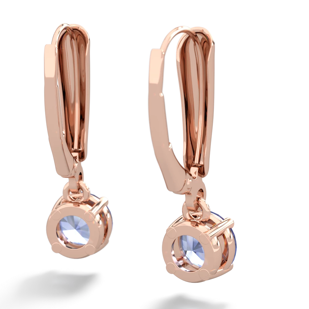 Tanzanite 6Mm  Round Lever Back 14K Rose Gold earrings E2786