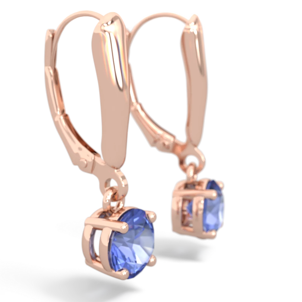 Tanzanite 6Mm  Round Lever Back 14K Rose Gold earrings E2786