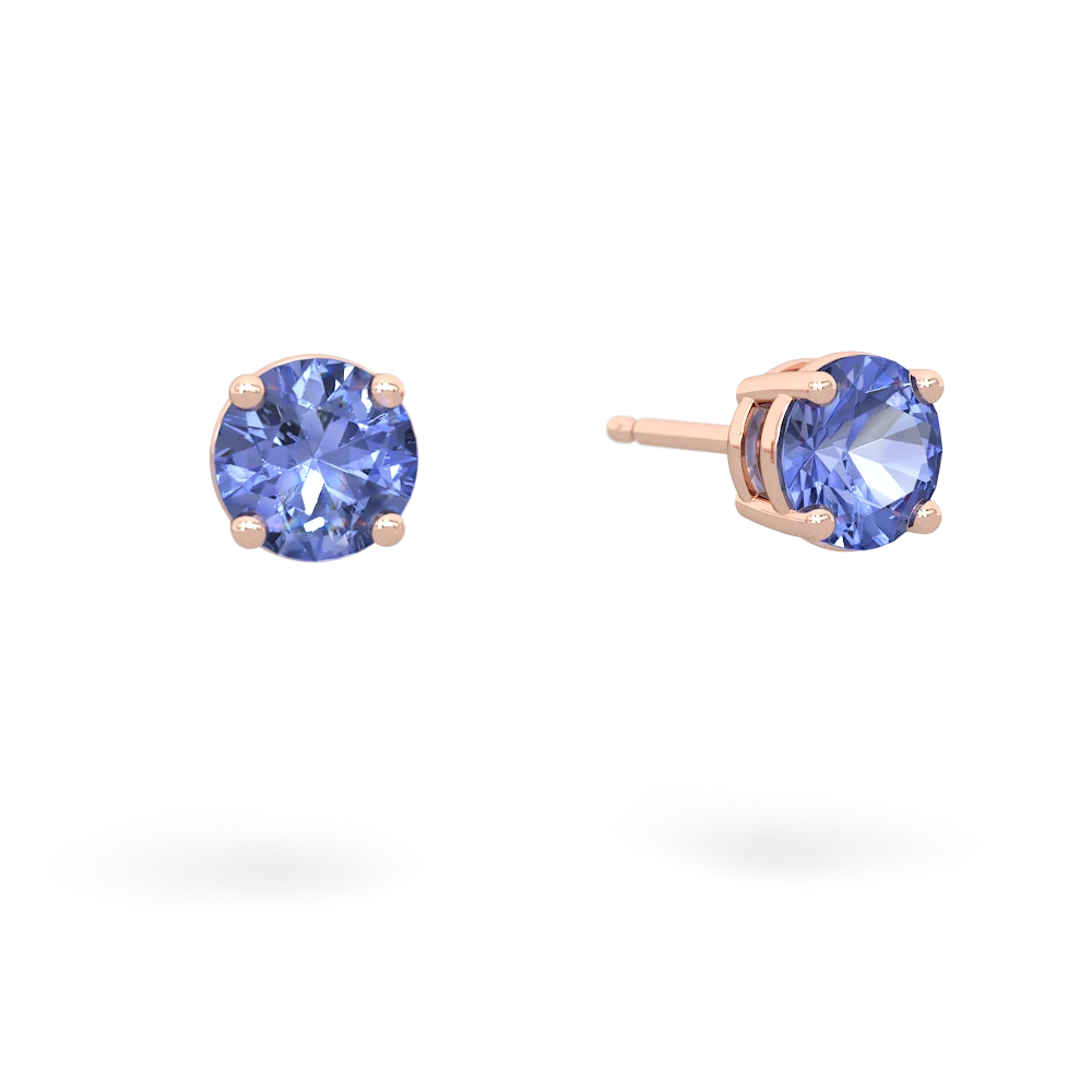 Tanzanite 5Mm Round Stud 14K Rose Gold earrings E1785