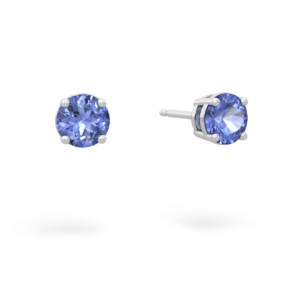 Tanzanite 5Mm Round Stud 14K White Gold earrings E1785