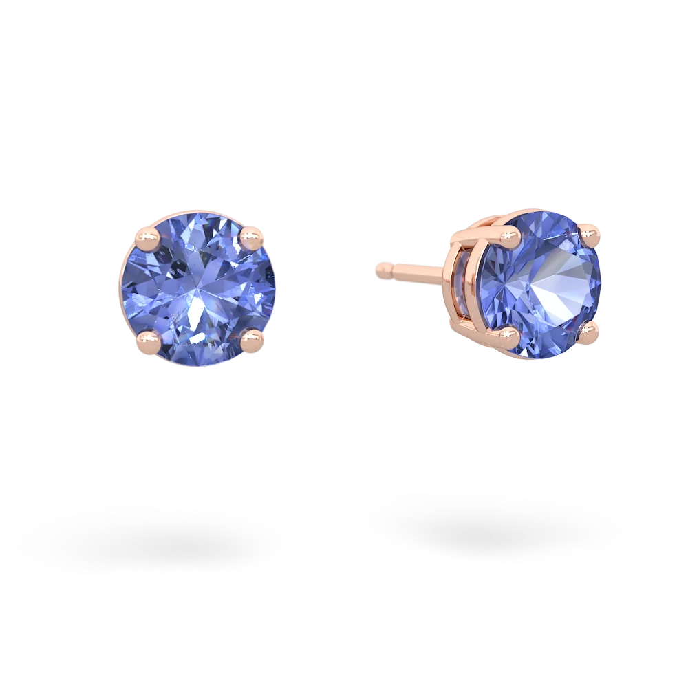 Tanzanite 6Mm Round Stud 14K Rose Gold earrings E1786