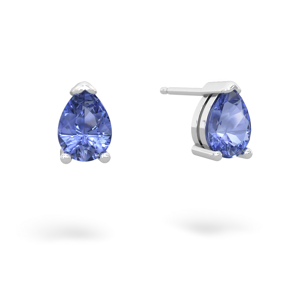 Tanzanite Teardrop Stud 14K White Gold earrings E1793